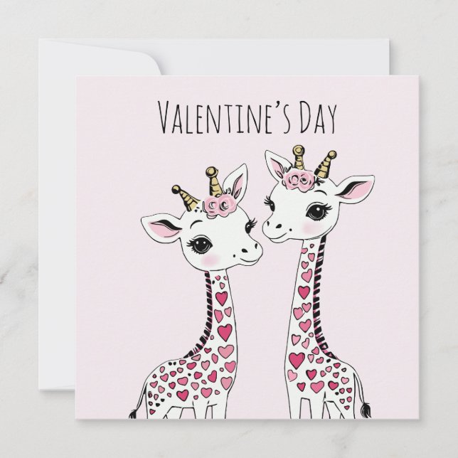 Valentines Adorable Giraffen Valentines Karte (Vorderseite)