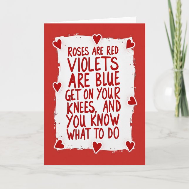 Valentines Adult Roses Are Red Card Karte (Vorderseite)