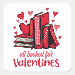 Valentines Alle für Valentines gebuchte Buchliebha Quadratischer Aufkleber