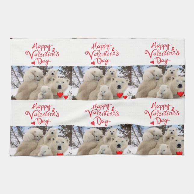 valentines amour cuisine serviette à main Ours pol (Horizontal)