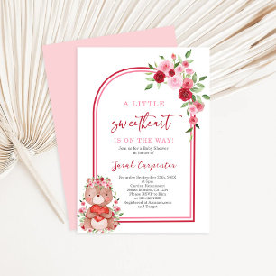 Valentines Baby shower Fille Ours Invitation