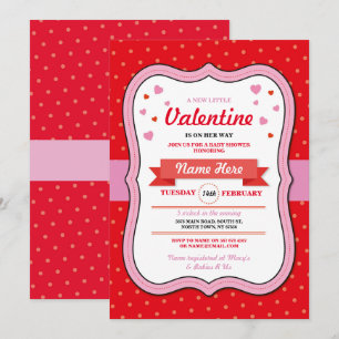 Valentines Baby Shower Girl Liebe Roter Rosa Herz Einladung