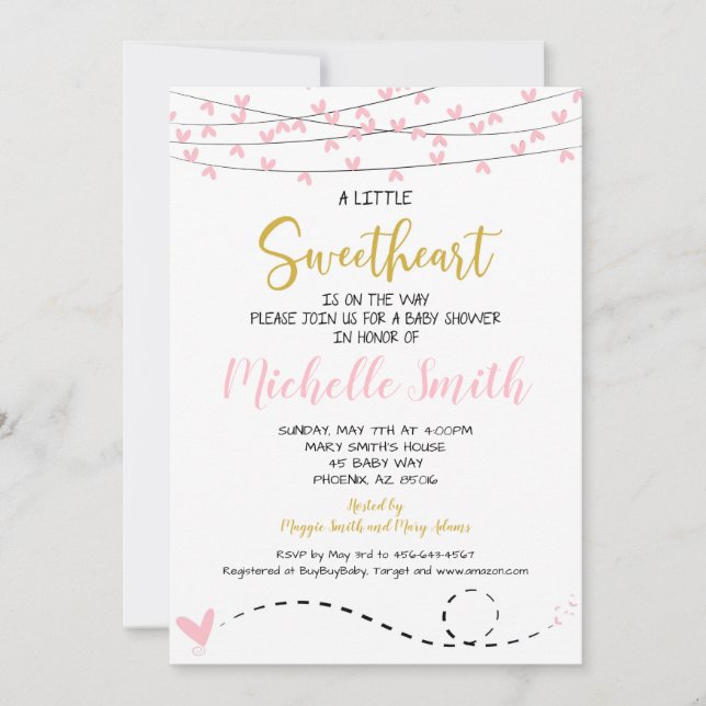 Valentines Baby Shower Invasion, Sweetheart Einladung (Vorderseite)