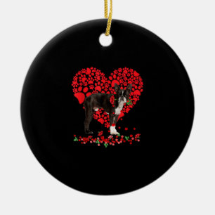 Valentines Boston Terrier Heart Dog Dad Dog Mom Keramik Ornament