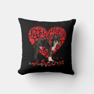 Valentines Boston Terrier Heart Dog Dad Dog Mom Kissen