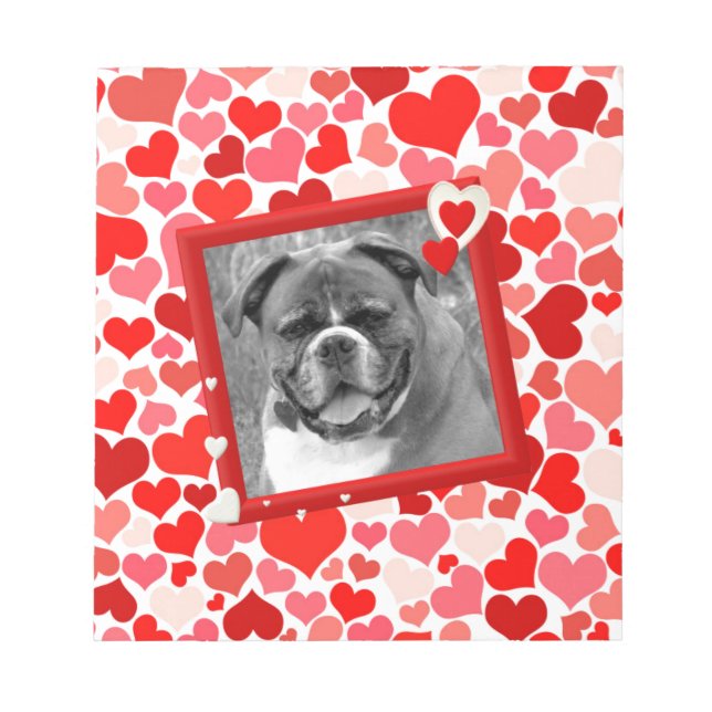 Valentines Boxer Hunde Herz Notizblock (Vorderseite)
