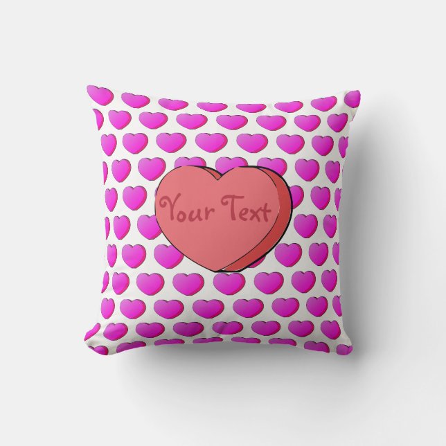 Valentines Candy Heart Zeichnend Throw Kissen (Vorderseite)