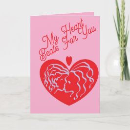 Valentine's Cards : Heart beats for You . Feiertagskarte