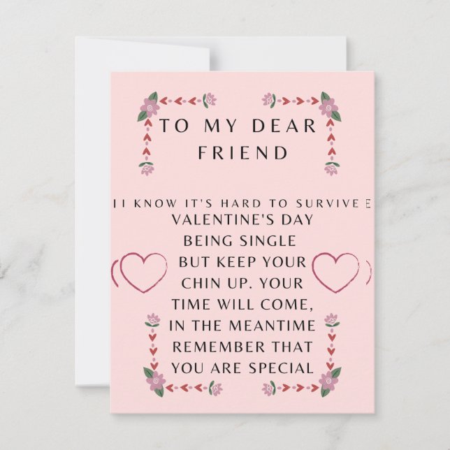 Valentines carte de jour pour un seul ami (Devant)