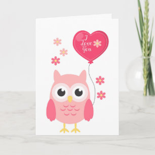 Valentines Carte Jour Jolie Chouette Rose Je Vous 