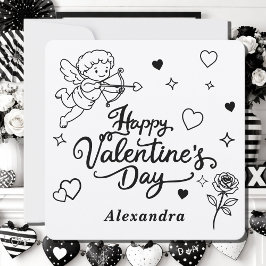 Valentines  Cherub & Romantic Doodle Personalized  Feiertagskarte