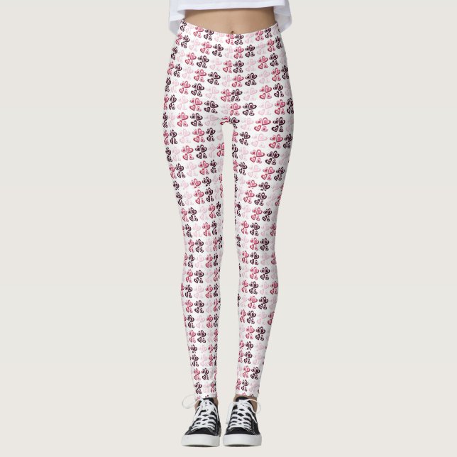 Valentines Coeur Design Dames Leggings (Devant)
