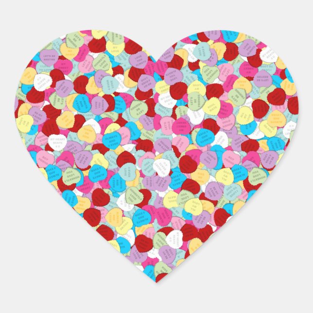 Valentines Coeurs bonbons - Stickers en forme de c (Devant)