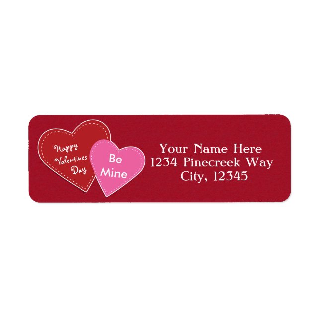 Valentines Coeurs Étiquettes de adresse du Parti R (Devant)