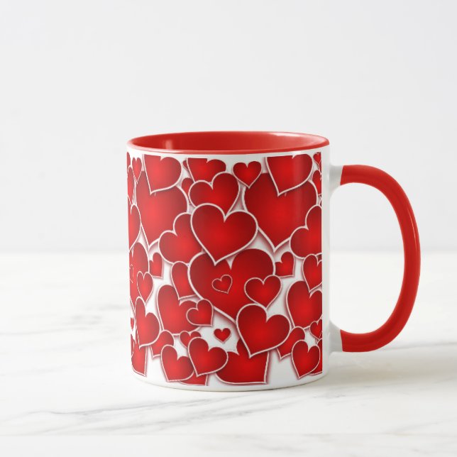 Valentines Coeurs rouges Mug (Droite)