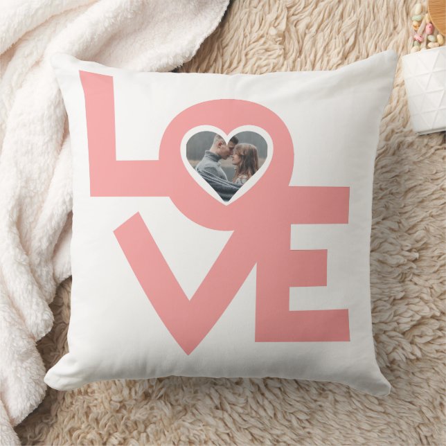 Valentines Couple Heart Custom Personalisiert Foto Kissen (Decke)