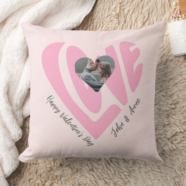 Valentines Couple Heart Custom Personalisiert Foto Kissen (Decke)