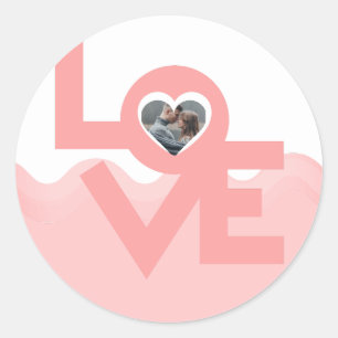 Valentines Couple Heart Custom Personalisiert Foto Runder Aufkleber