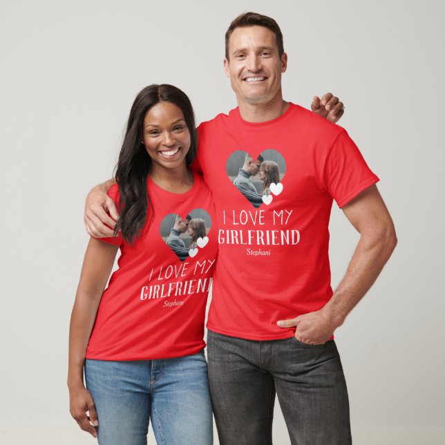 Valentines Couple Heart Custom Personalisiert Foto T-Shirt (Unisex)