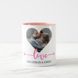 Valentines Couple Heart Custom Personalisiert Foto Zweifarbige Tasse