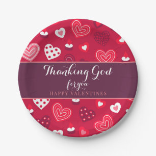 Valentines dankt Gott für euch Herzen Pappteller