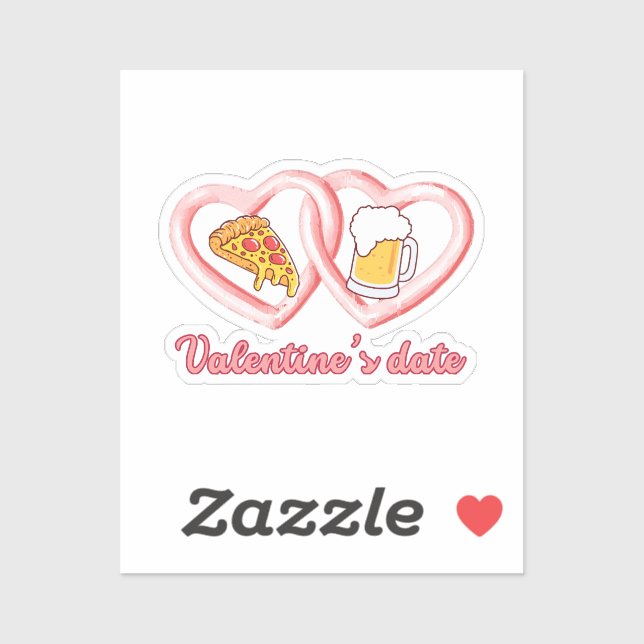 Valentine's Date Pizza Beer Aufkleber (Blatt)