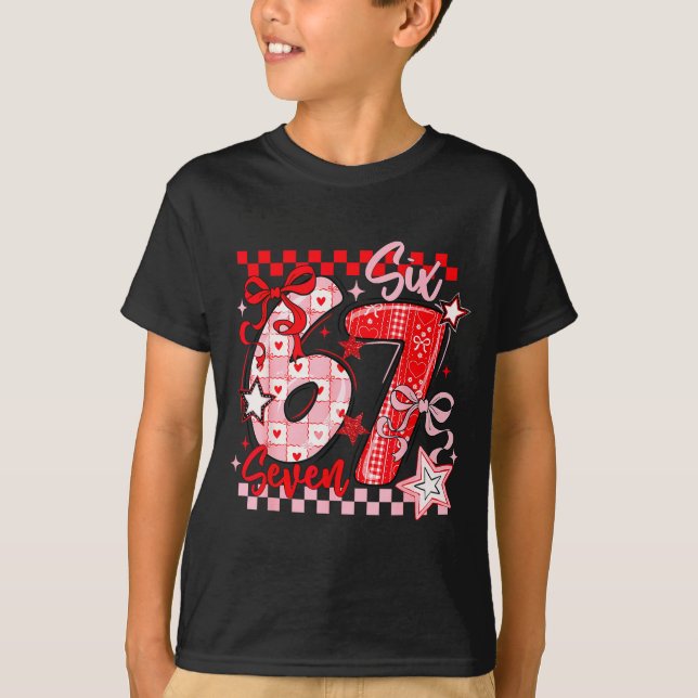Valentine's Day 67 Six Seven Preppy Hearts Coquett T-Shirt (Vorderseite)