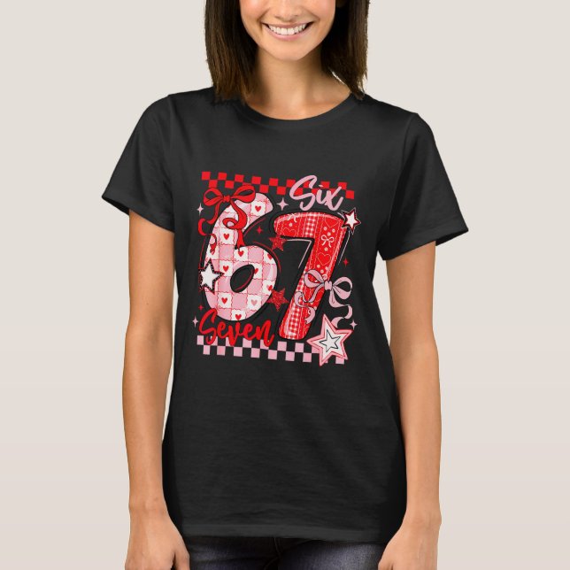 Valentine's Day 67 Six Seven Preppy Hearts Coquett T-Shirt (Vorderseite)