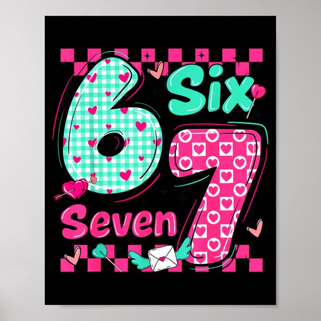 Valentine's Day 6 7 Six Seven Preppy Hearts Couple Poster (Vorne)