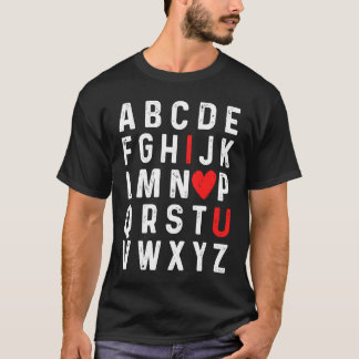 Valentines Day Alphabet ABC I Love You Red Heart T-Shirt