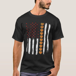 Valentine's Day American Flag Red Hearts US Patrio T-Shirt
