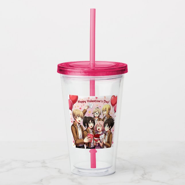 VALENTINE'S DAY ANIME CLEAR TUMBLER ACRYLTRINKBECHER (Vorderseite)