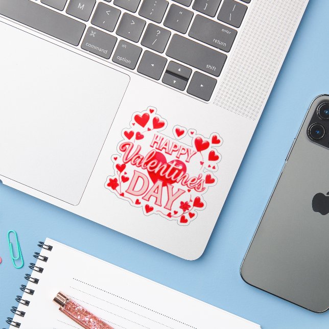 VALENTINES DAY AUFKLEBER (Laptop mit iPhone)