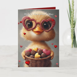 Valentine's Day Baby Duck Heart Glasses Karte