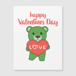 Valentine's Day Bear Cute Animals With Hearts Magnetkarte