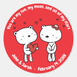 Valentine's Day Bear Heart Runder Aufkleber
