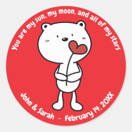 Valentine's Day Bear Heart Runder Aufkleber