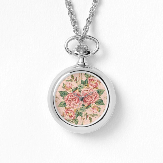 Valentine's Day, Beautiful Pink Roses Flowers Armbanduhr (Vorderseite)