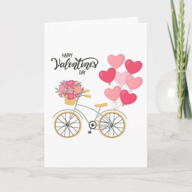 Valentine's Day Bicycle Greeting Card Karte (Vorderseite)