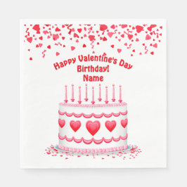 Valentine's Day Birthday Cake Customizable Candles Serviette