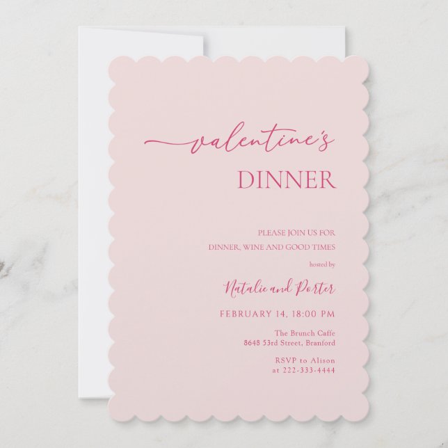 Valentines Day Blush Pink Invitation minimale (Devant)