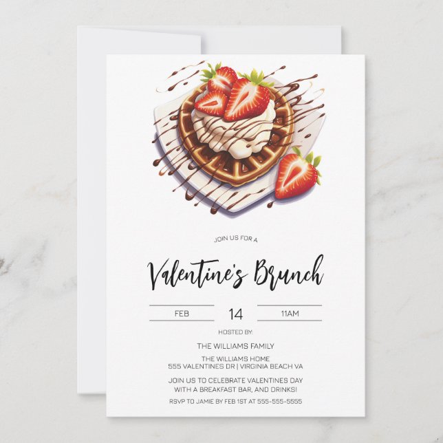 Valentine's Day Brunch Frühstück Einladung (Vorderseite)
