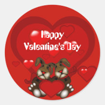 Valentine's Day Bunny Couple Heart Kleine Aufklebe