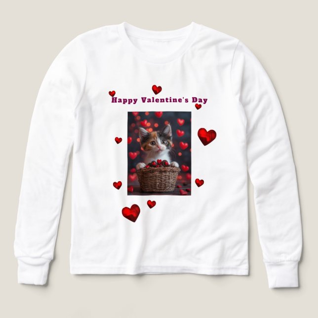 Valentine's Day Calico Kitten Red Hearts Candy (Design Vorderseite)