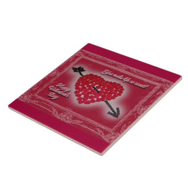 Valentine's Day Candy Heart Gruß Fliese (Seite)
