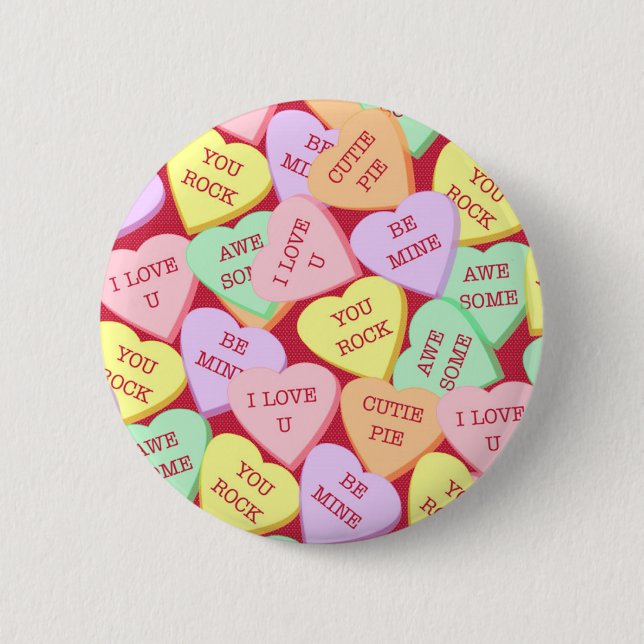 Valentine's Day Candy Hearts Button (Vorderseite)