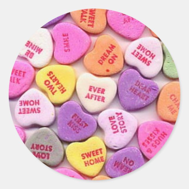 Valentine's Day Candy Hearts Runder Aufkleber (Vorderseite)