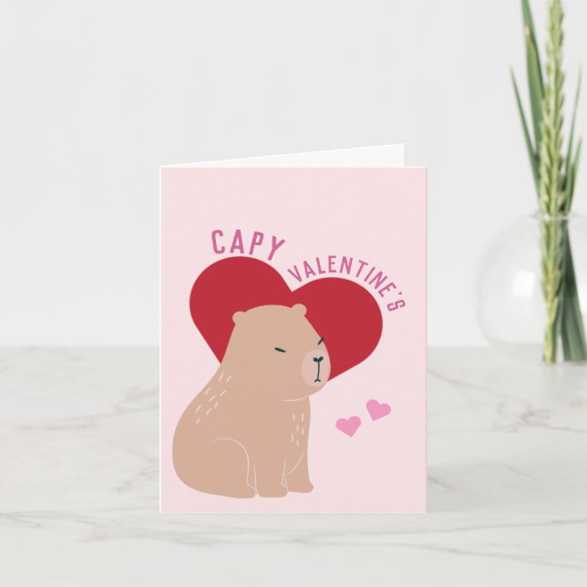 Valentine's Day Capybara Capy Valentine Card (Devant)