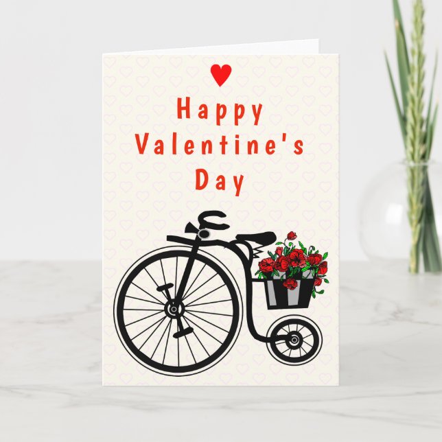 Valentine's Day Card Blume Bike - Ihr Text Karte (Vorderseite)