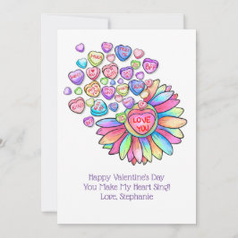 Valentine's Day Card Candy Hearts Blume Regenbogen Feiertagskarte